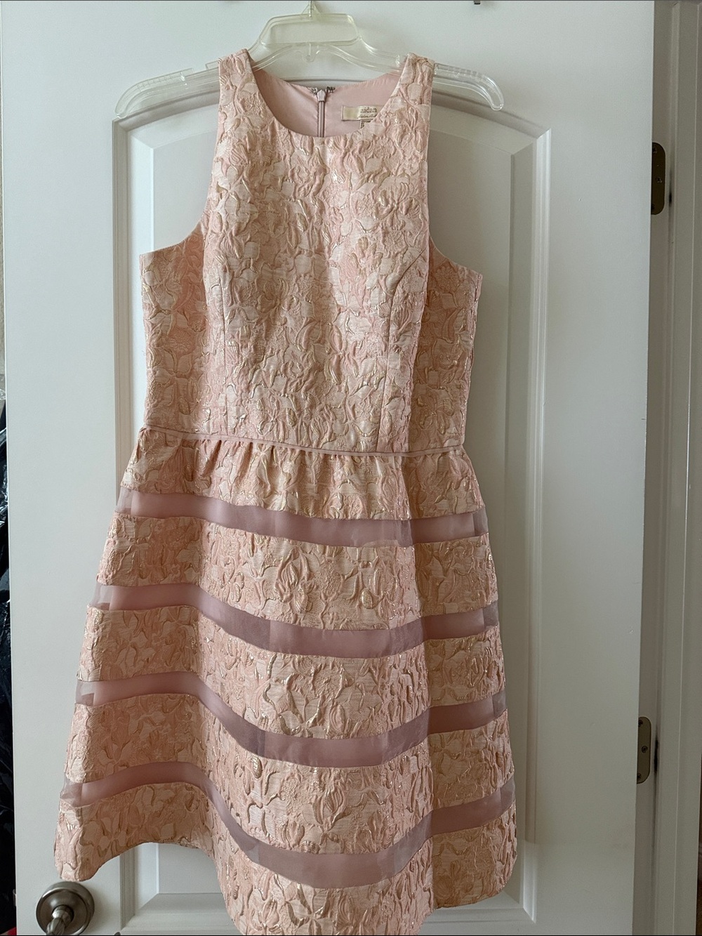 Aidan Mattox Blush Pink Sleeveless Textured A-Line Dress